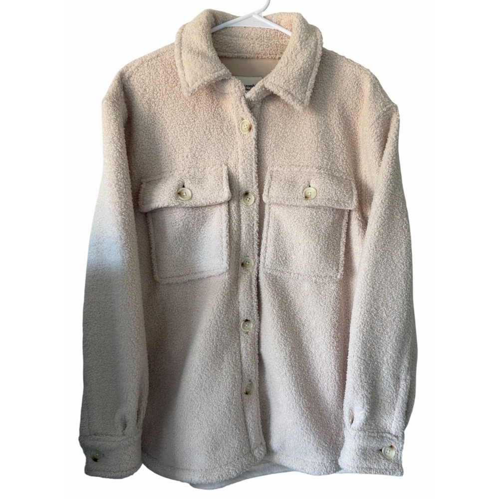 Abercrombie & Fitch Sherpa Shirt Jacket Cream Women's‎ Size Medium